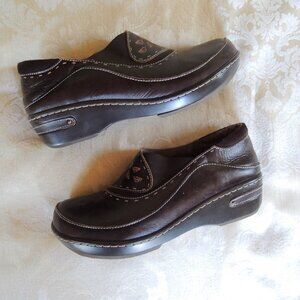 Spring Step Brown Burbank Leather Slip On Clogs EU 42 US 10.5-11